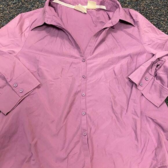 Worthington Stretch Purple Button down top sz. 14 - Picture 2 of 4